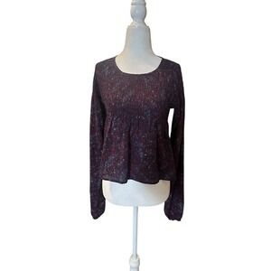 Paisley Smocked Cropped Blouse Staring at stars Anthropologie Size S Purple